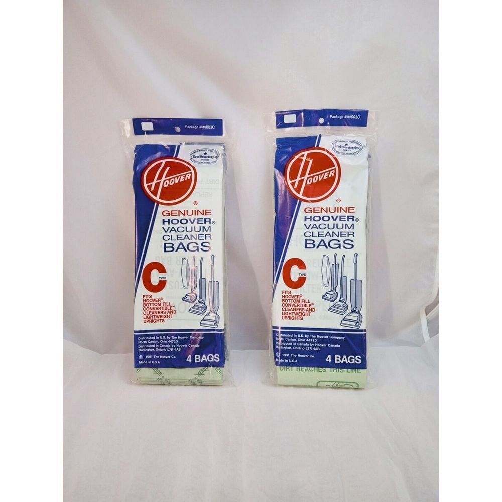 2 - NEW Hoover Type C Upright Vacuum Cleaner Bags 40100003C Genuine OEM 4 PACK
